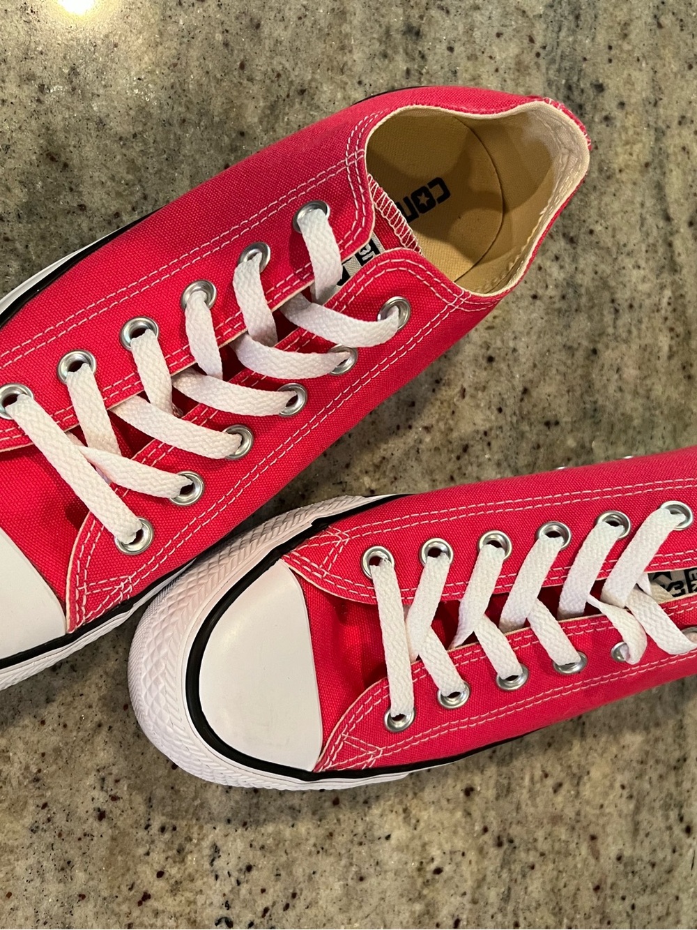 Converse Womens Low-Top Canvas Sneakers - Bright Pink and Cowhide Leather Purse - Picture 3 of 7